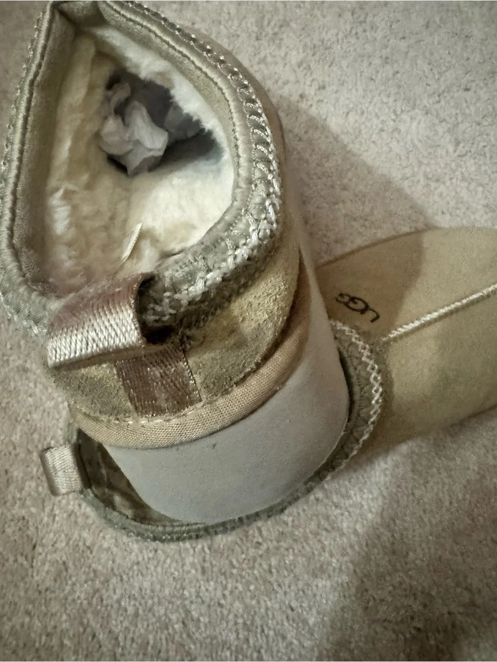Women’s UGG Tazz Beige Suede Slip-On Clog Slippers size 42 (10.5)